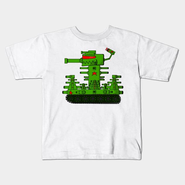 Mega Team Tank Cartoon Kids T-Shirt by ozilio clothing